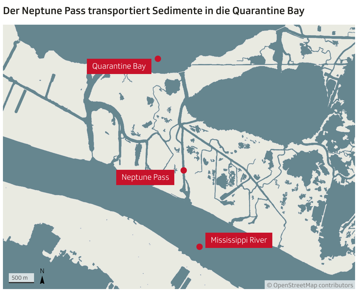 Der Neptune Pass transportiert Sedimente in die Quarantine Bay (Locator-Karte)