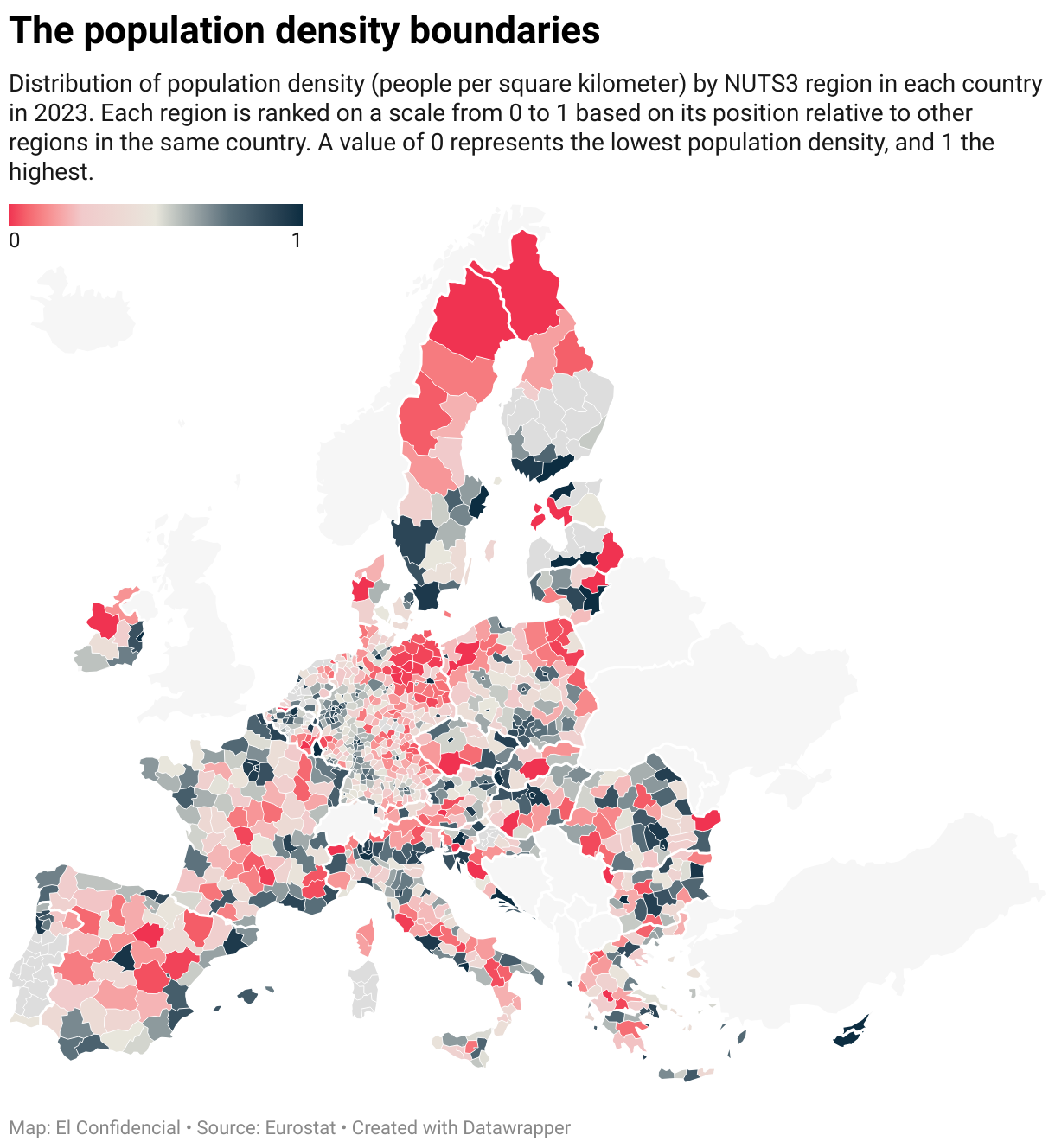 The population density boundaries (Choropleth map)