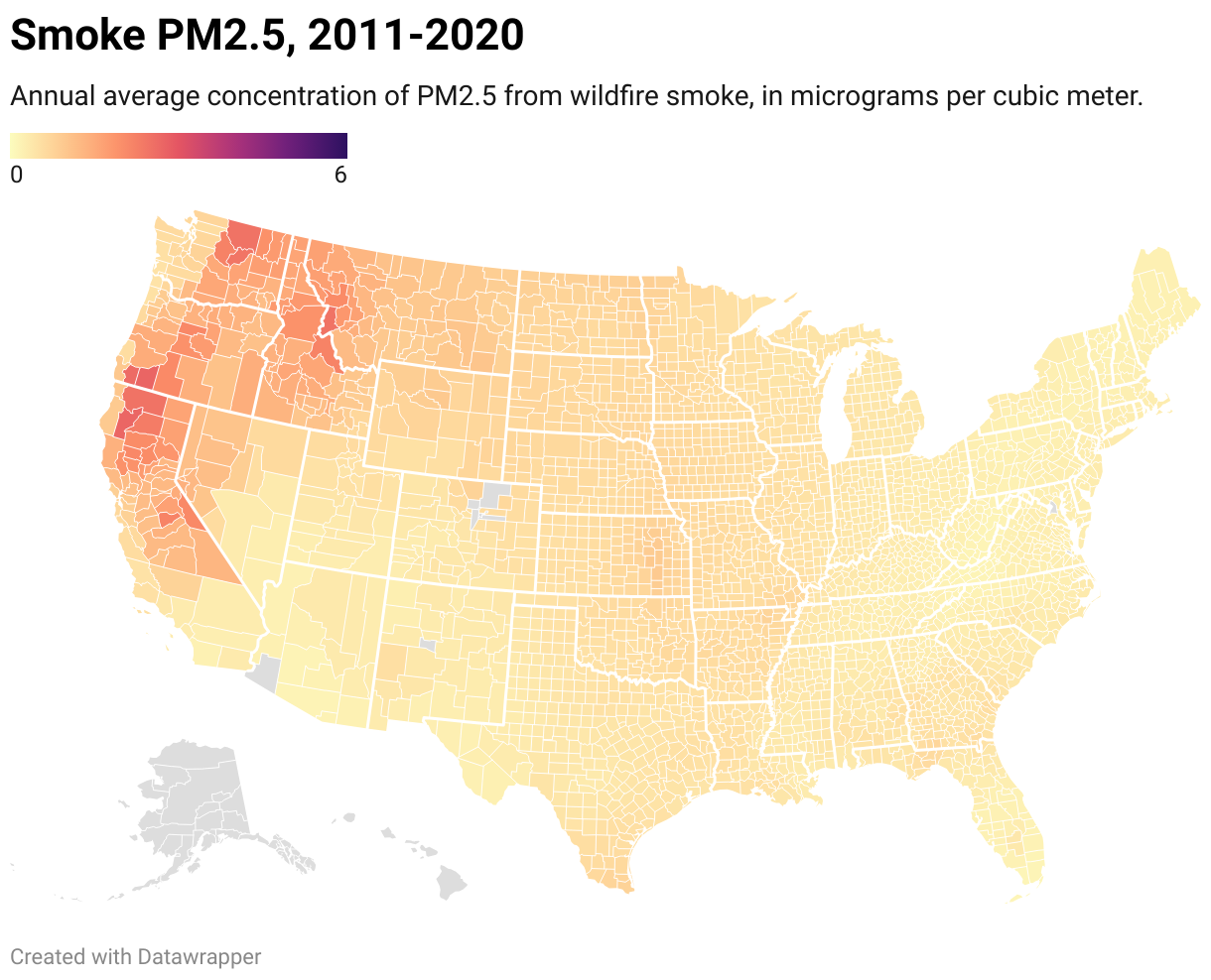 Smoke PM2.5, 2011-2020 (Choropleth map)