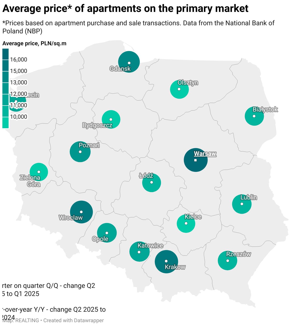 Średnia cena* mieszkań na rynku pierwotnym (mapa symboli)