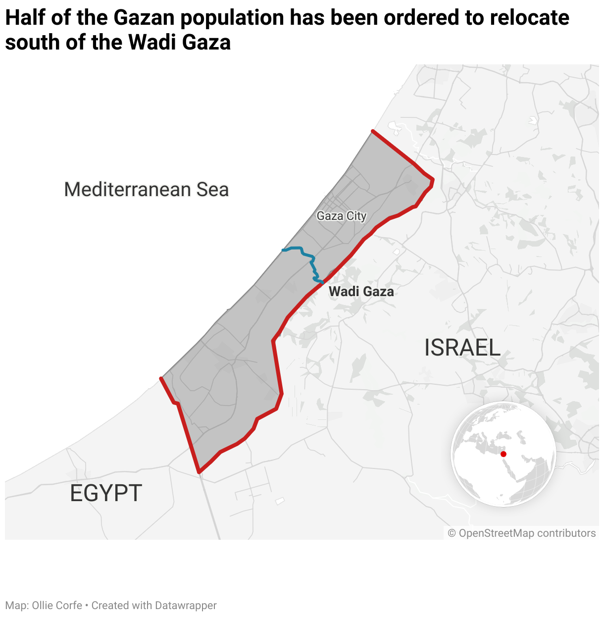 Map of the Gaza Strip and Wadi Gaza.