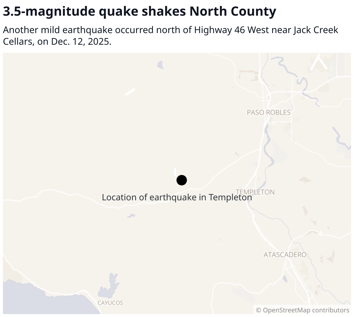 3.5-magnitude earthquake rattles SLO County CA | San Luis Obispo Tribune