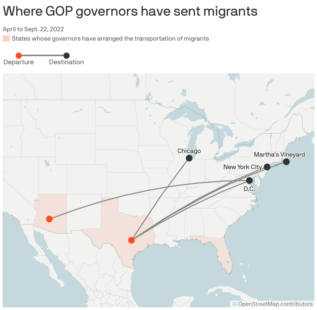 Where GOP governors have sent migrants