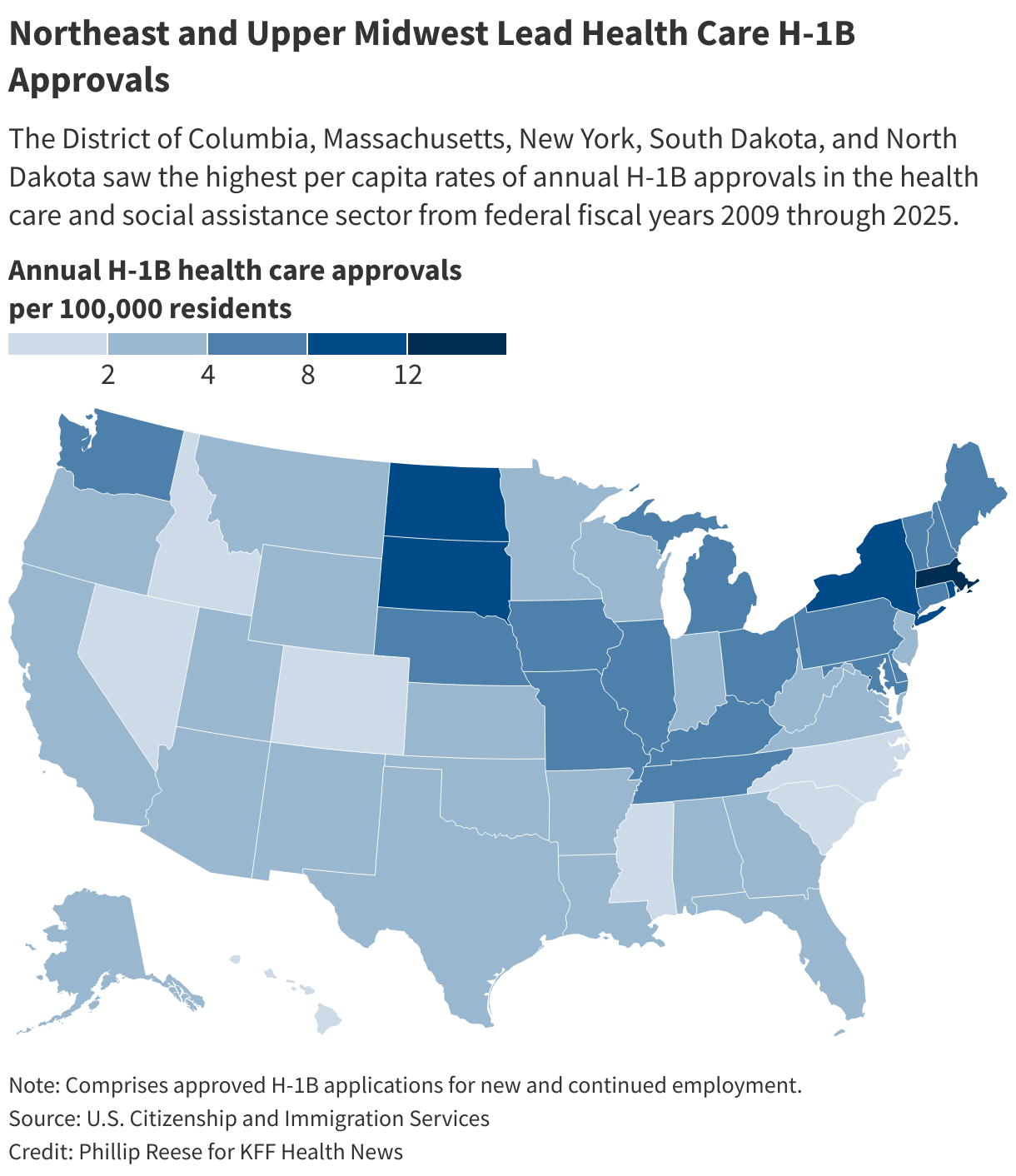 Northeast and Upper Midwest Lead Health Care H-1B Approvals