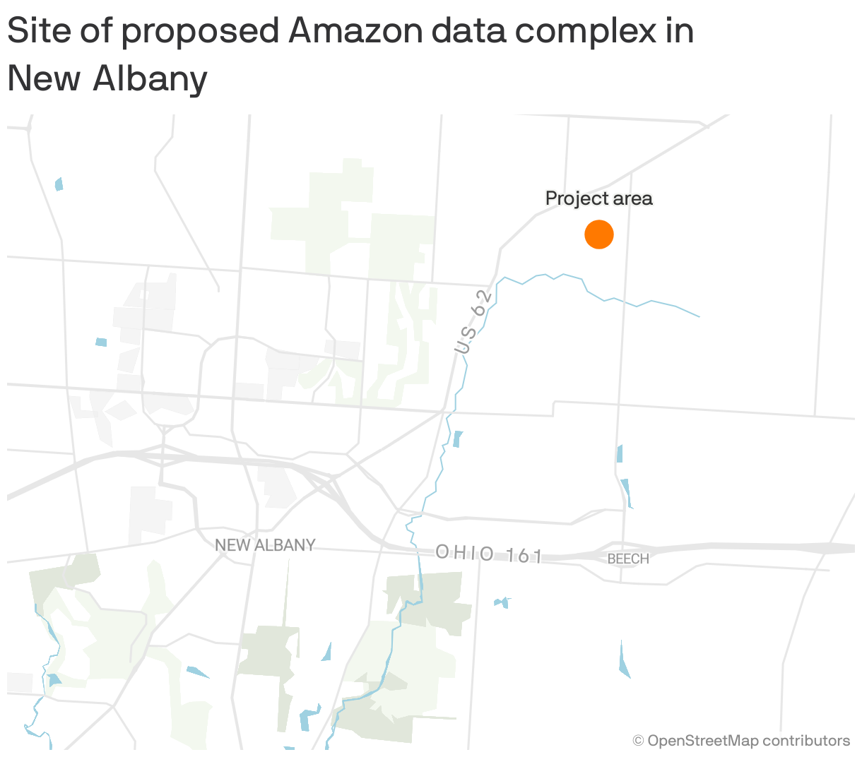 Site of proposed Amazon data complex in New&nbsp;Albany