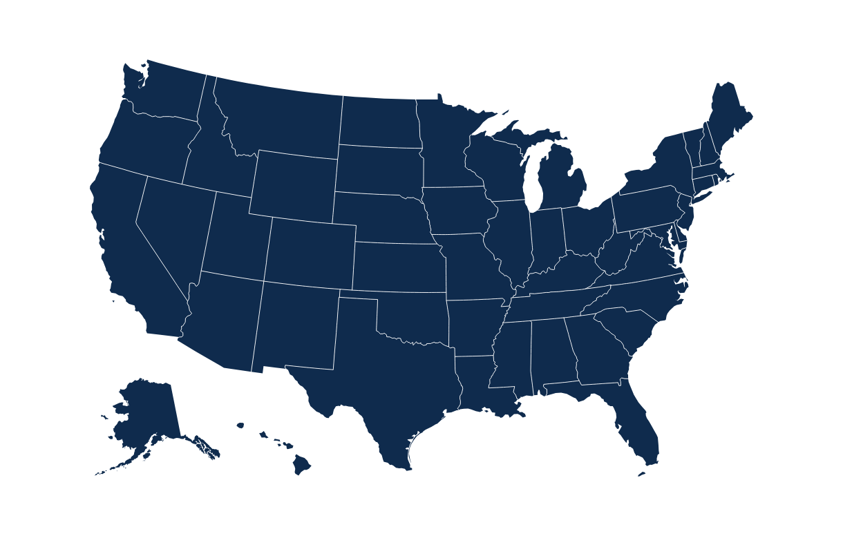 Map of the USA showing WGU's 7 regions.