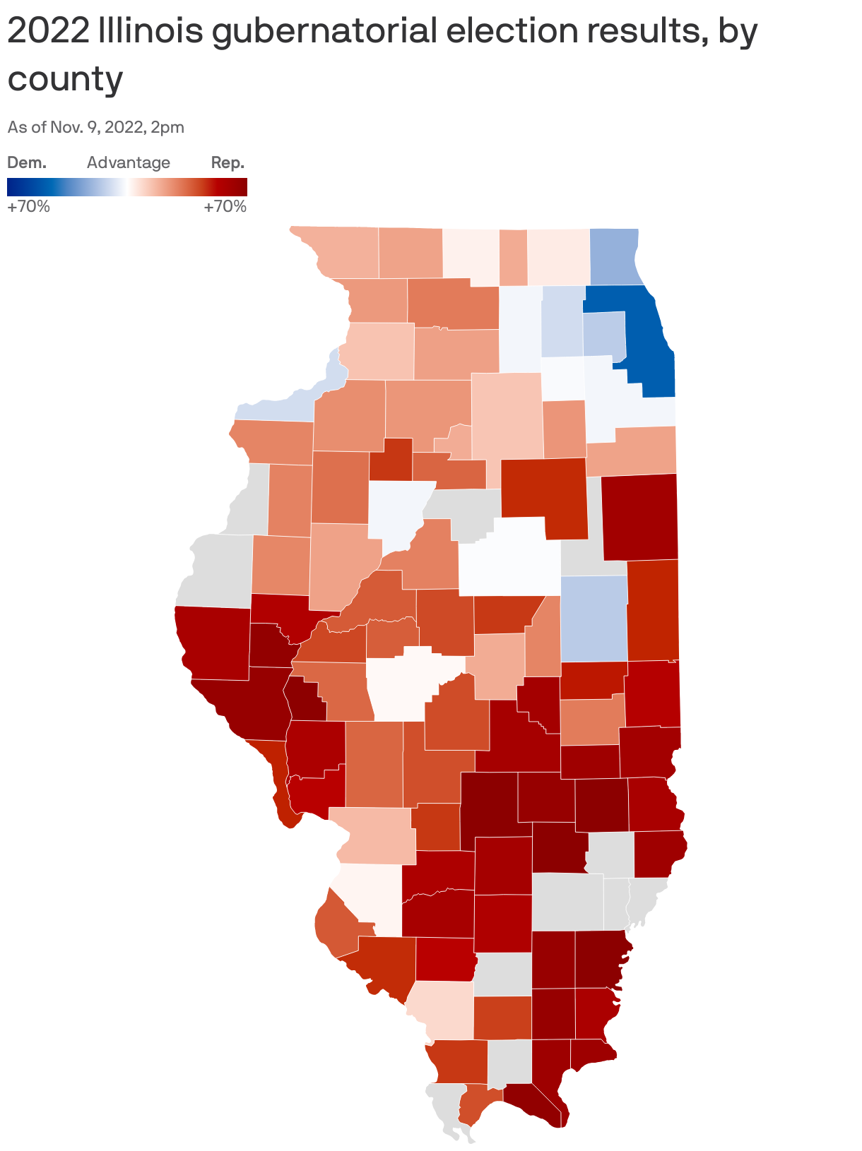2022 Illinois gubernatorial election results, by county