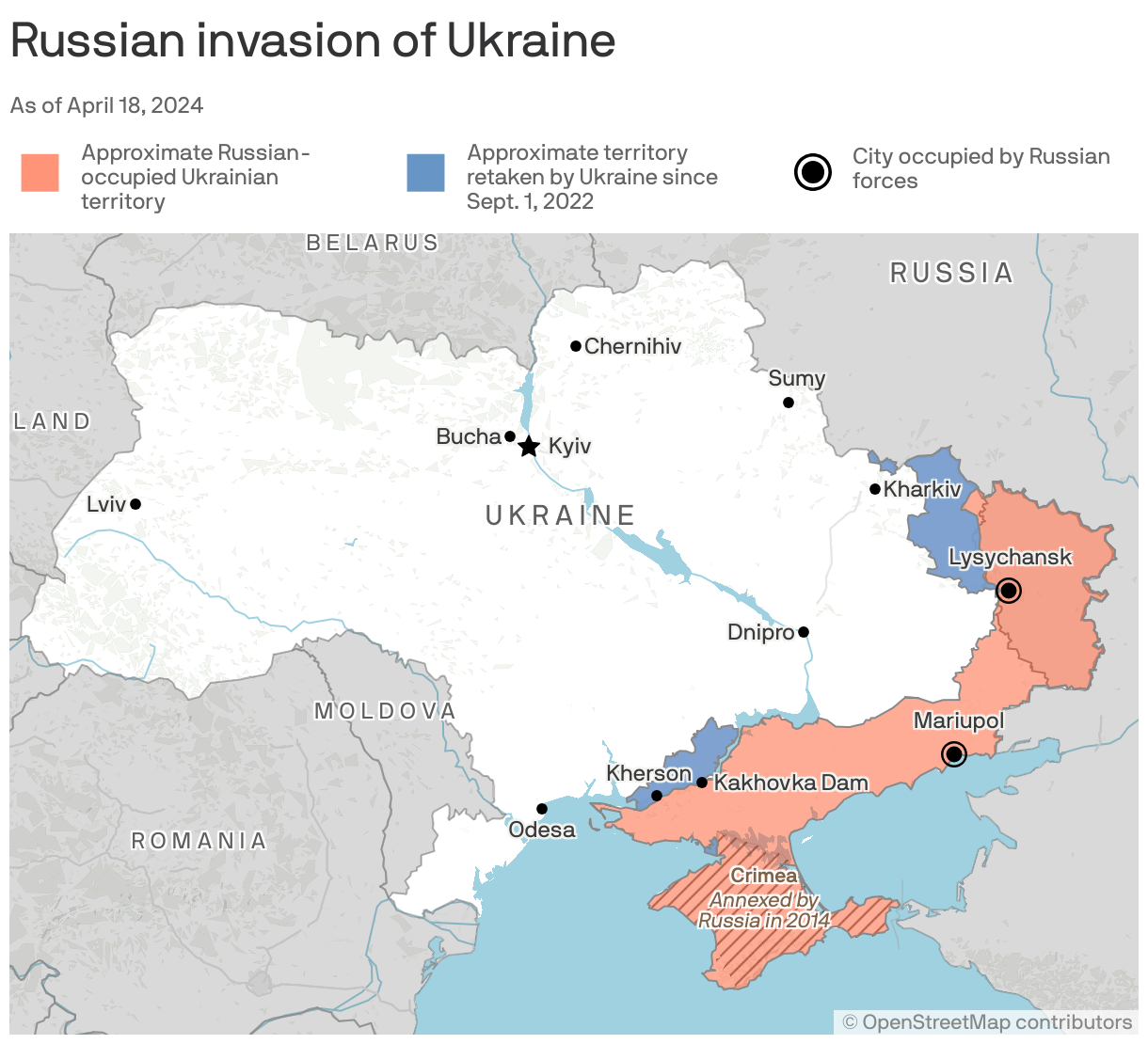 Russian invasion of Ukraine, as of April 8