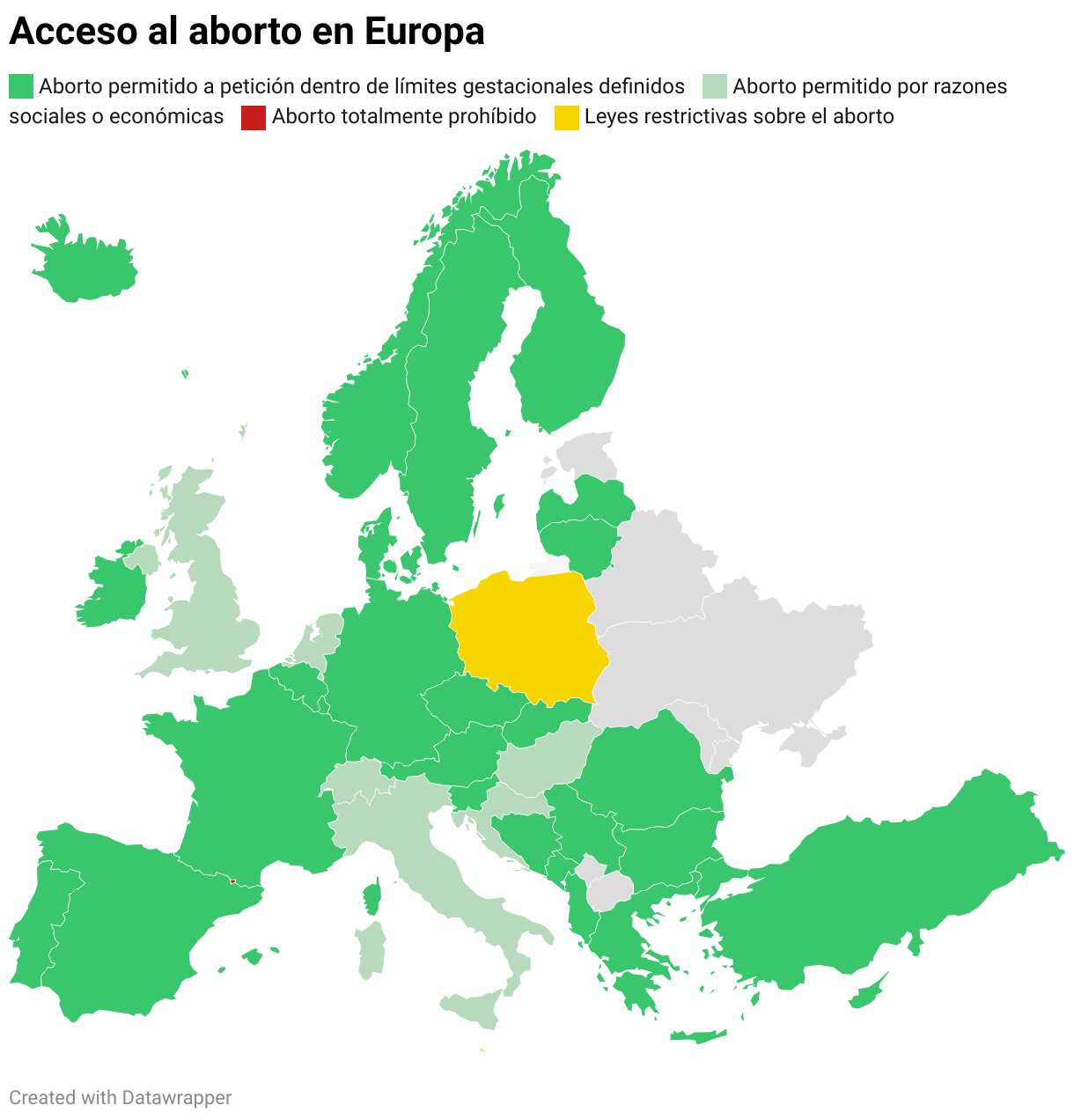 Acceso al aborto en Europa (Choropleth map)