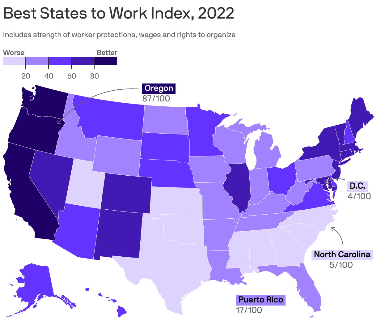 Best States to Work Index, 2022