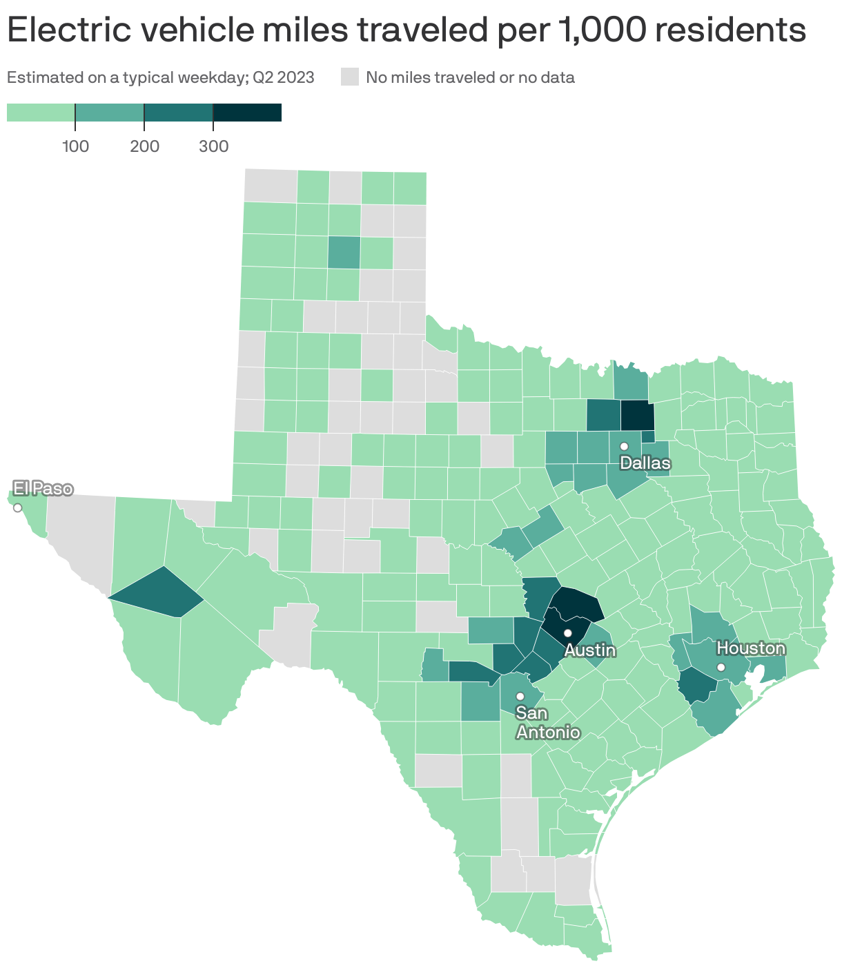 Electric vehicle miles traveled per 1,000 residents