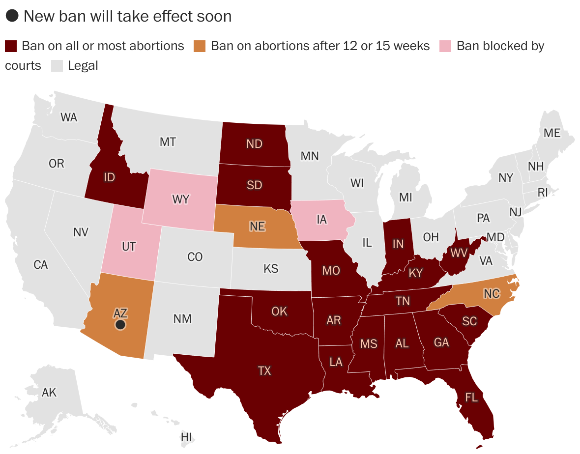 States where abortion is legal, banned or under threat - The Washington Post