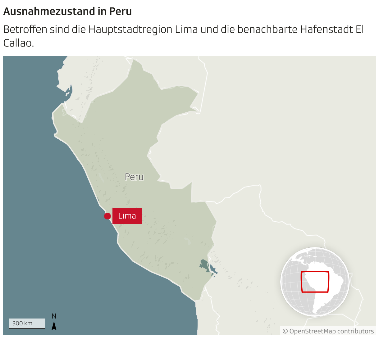 Ausnahmezustand in Peru (Locator-Karte)