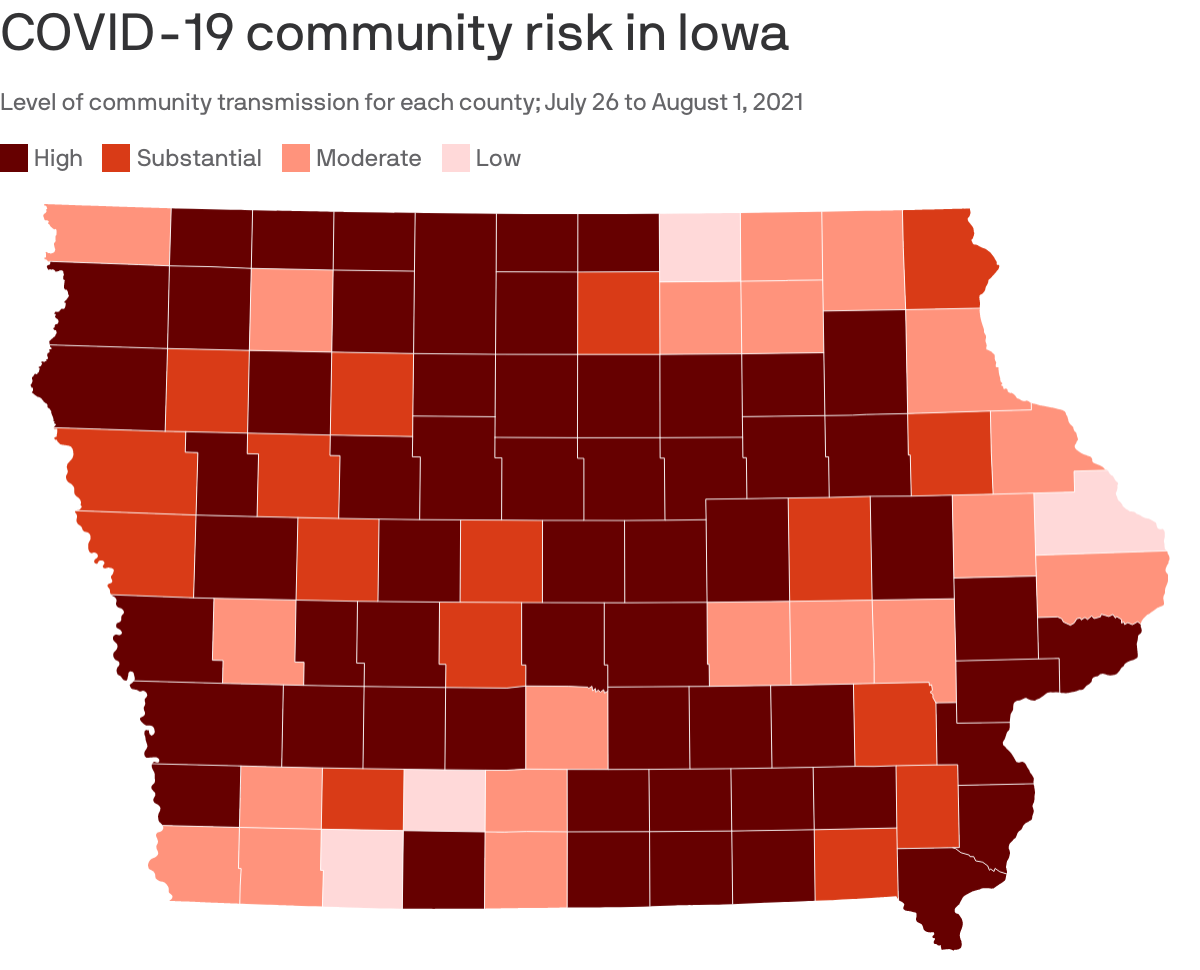 COVID-19 community risk in Iowa