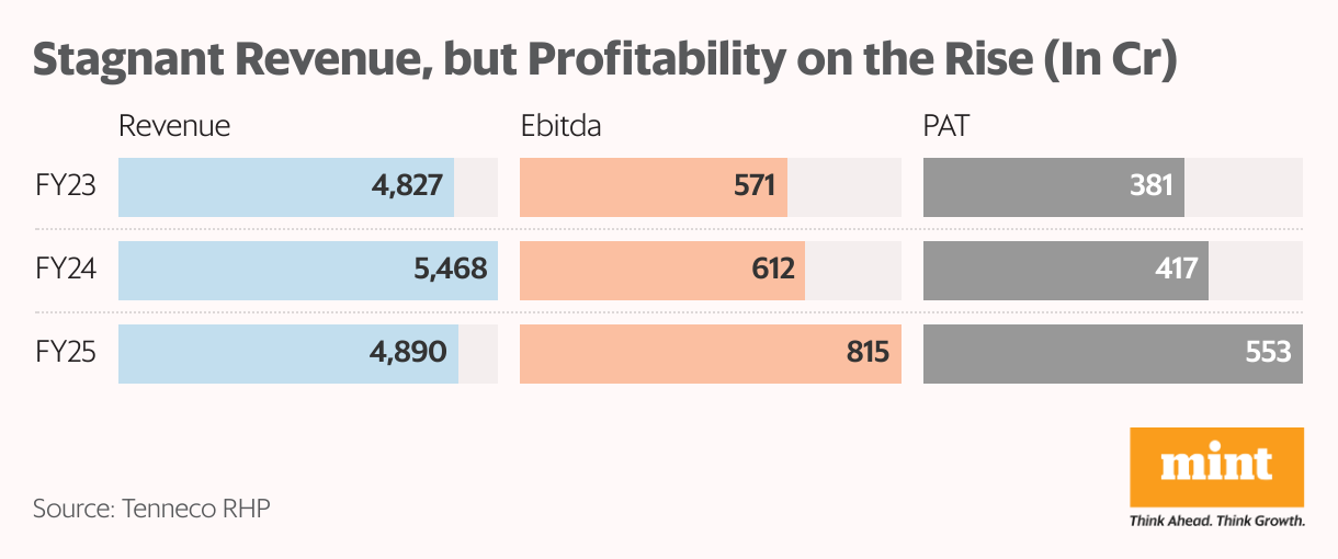 Stagnant Revenue, but Profitability on the Rise (In Cr) (Split Bars)