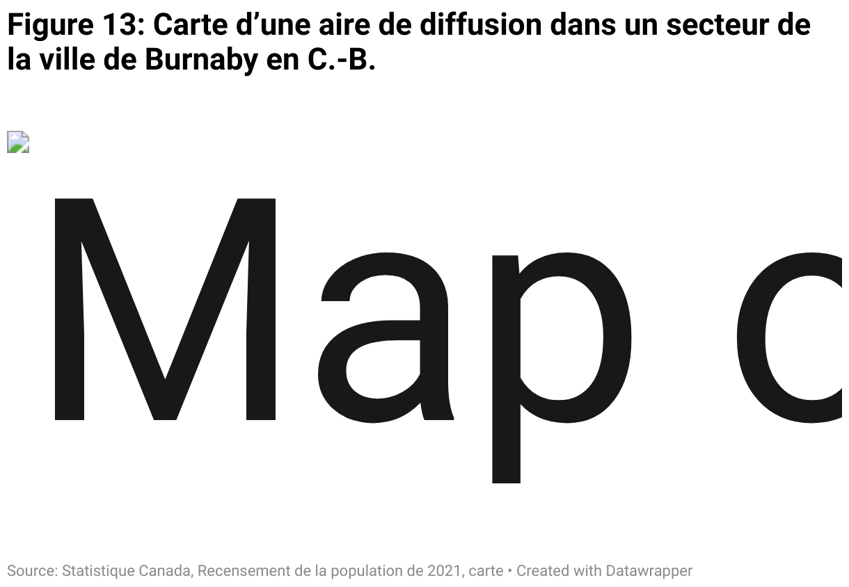 Figure 13: Carte d’une aire de diffusion dans un secteur de la ville de Burnaby en C.-B. (Table)