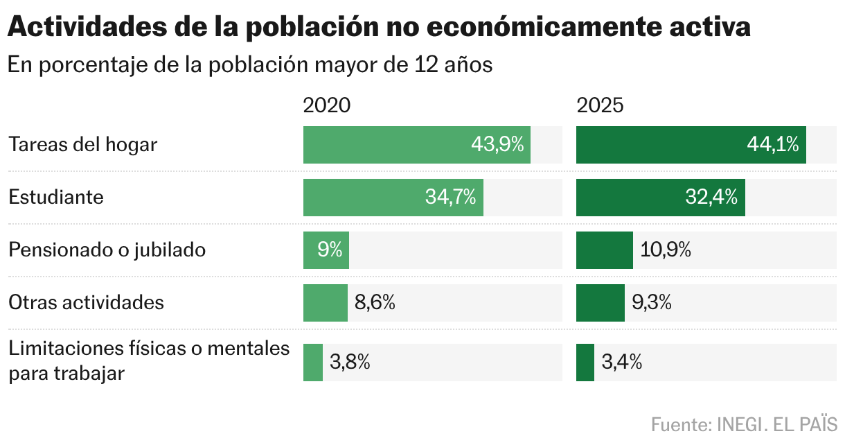 Actividades de la población no económicamente activa (Gráfico de barras)