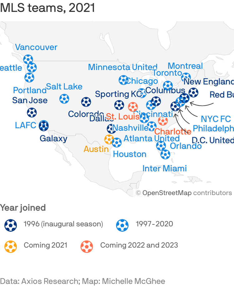 Here is what a map of MLS would look like if all expansion applicants were  accepted. : r/MLS