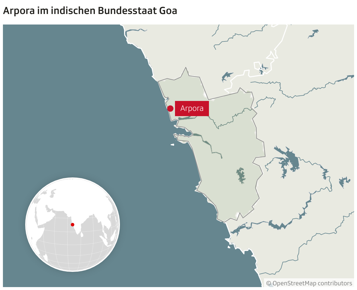 Arpora im indischen Bundesstaat Goa (Locator-Karte)