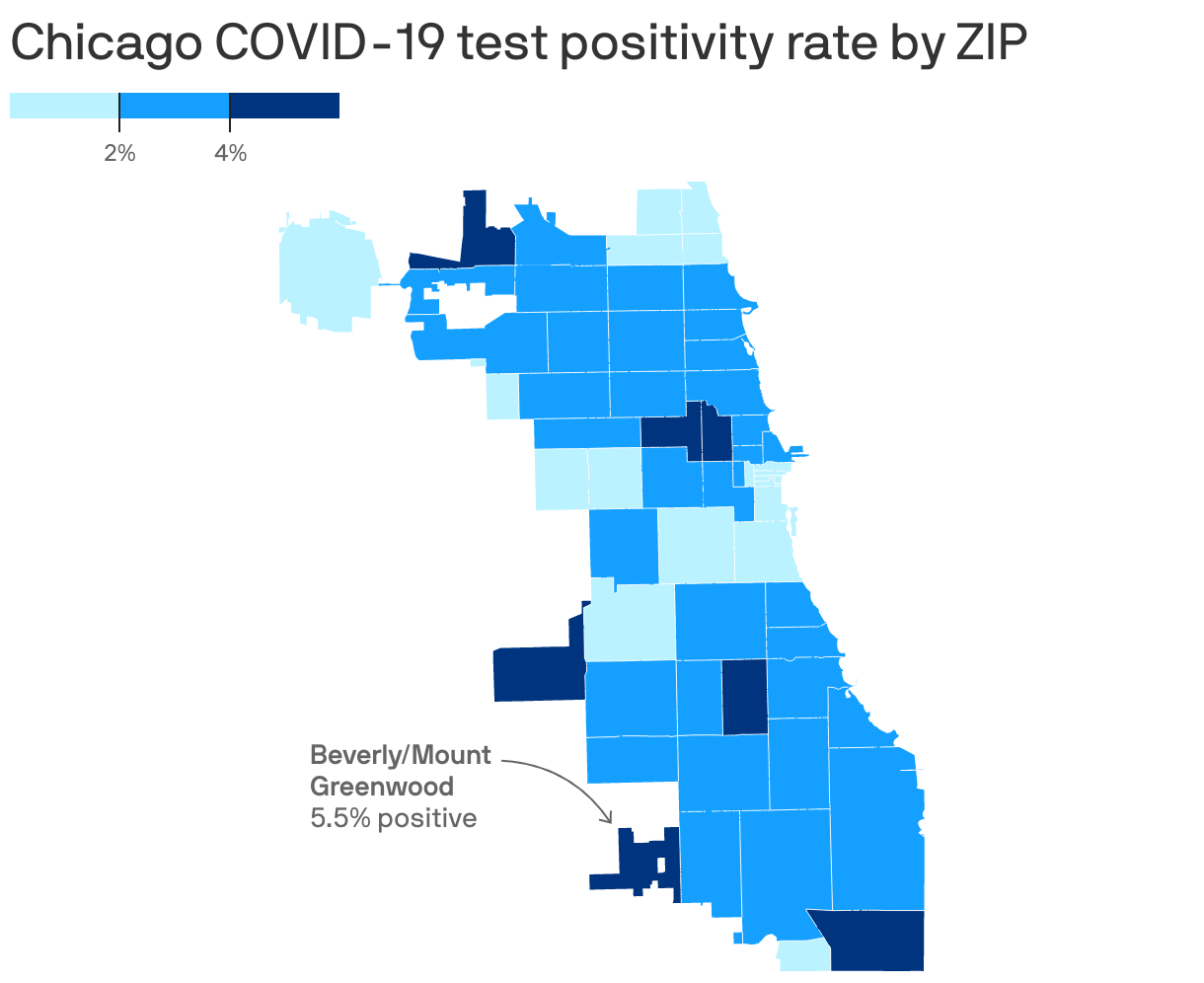 Chicago COVID-19 test positivity rate by ZIP