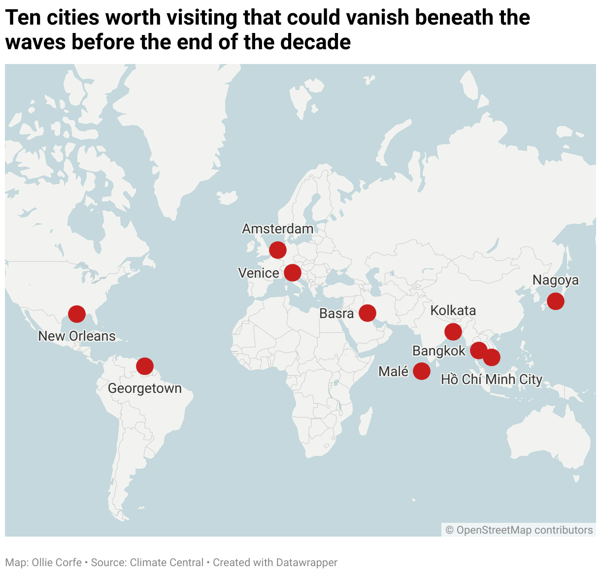 Map of soon-to-be-submerged cities.