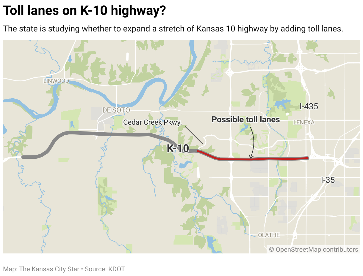 Kansas considers express toll lanes on Johnson County’s K10 Kansas