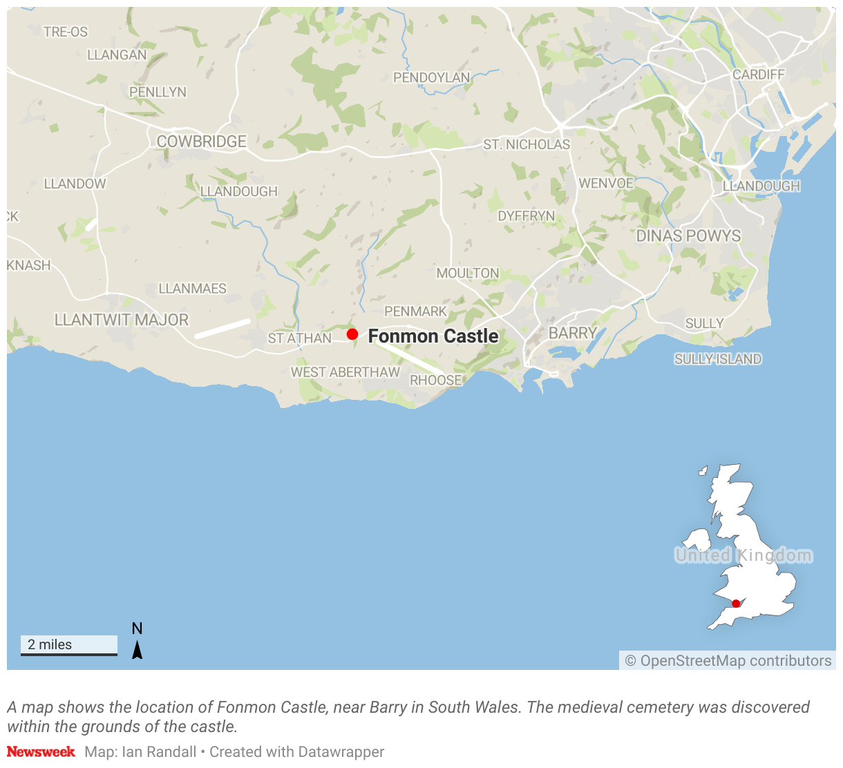 A map shows the location of Fonmon Castle, near Barry in South Wales.