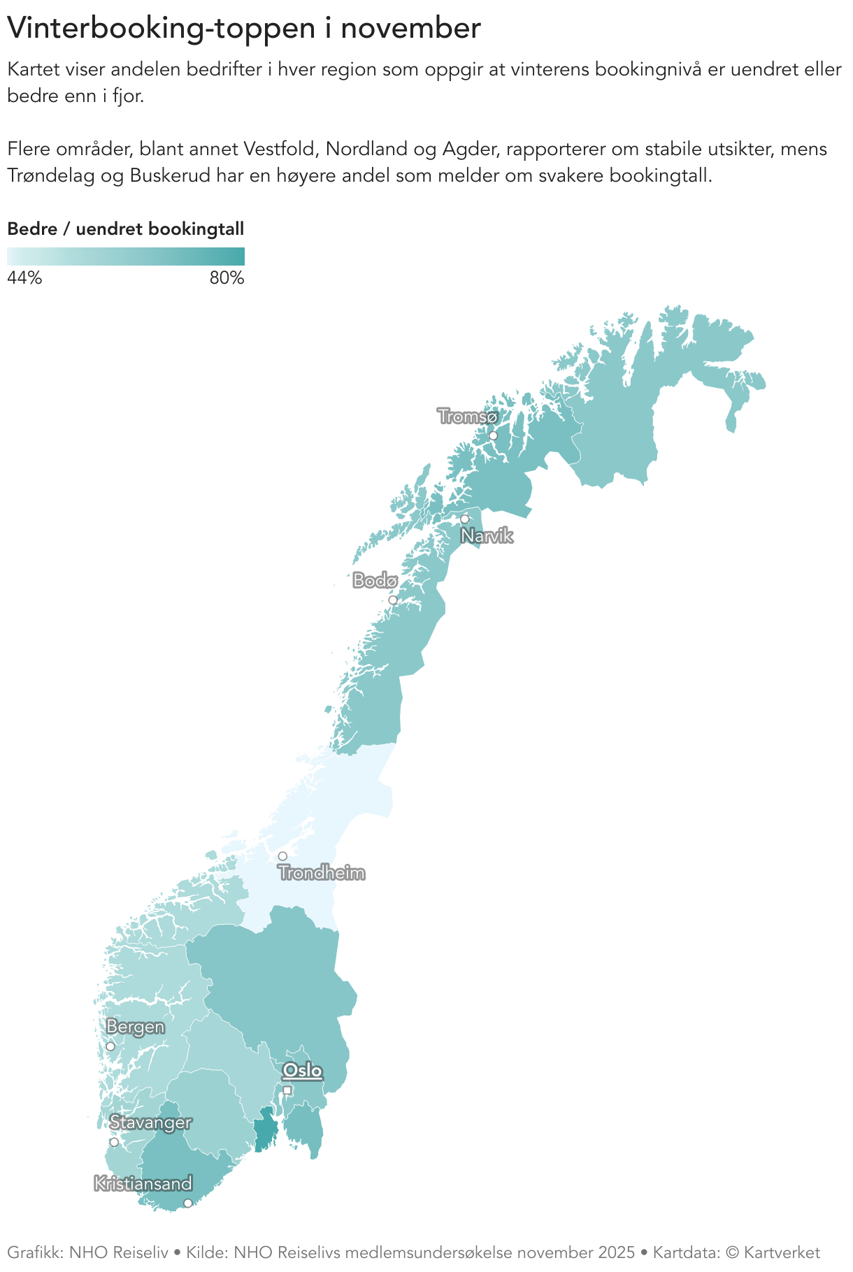 Vinterbooking-toppen i november (Choropleth map)