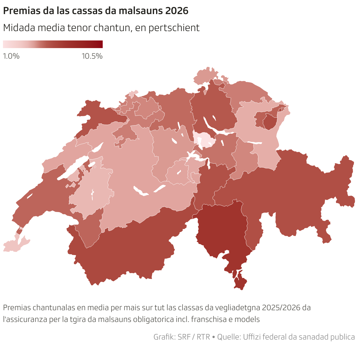 Premias da las cassas da malsauns 2026 (Choroplethen-Karte)